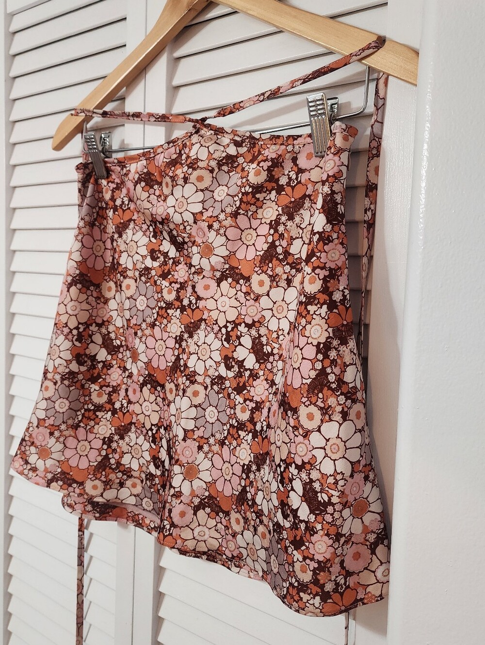 Cotton Candy LA- Pink & Brown Floral A-Line Skirt - Picture 3 of 15